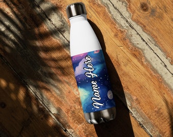 Gepersonaliseerde Galaxy Steel Water Bottle, Custom Name Space Drink Bottle, Customised Universe Drinkware, Space Travel Bottle, Nebula Bottle