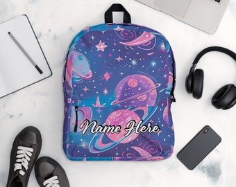 Personalized Galaxy Backpack, Custom Name Space Rucksack, Customized Universe Pack, Personalized Nebula School Bag, Stars Backpack, Starry