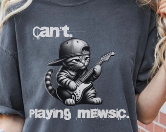 Camiseta de gato musical, camisa de músico, gatito guitarrista, rock and roll, gato punk rock, regalo de guitarrista, regalo de mamá gato, regalo de papá gato