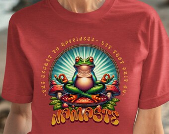 El secreto de la camisa de la felicidad, camisa Namaste, camiseta de paz interior, camisa de yoga, regalo de yoga de la camiseta de los amantes de las ranas, camisa de rana divertida, camiseta de meditación