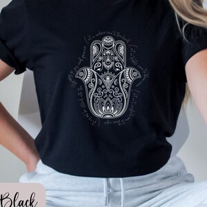 Hamsa Hand Protector Tee, Gift for Spiritual Person, Tee With Hamsa Hand with Inspirational Saying, Meditation Shirt, Meditation Gift, Zen