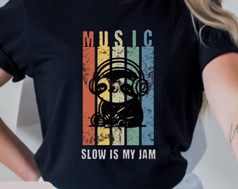 Music Shirt, Sloth Shirt, Sloth Gifts, Sloth Lover, Music Lover Gifts, Graphic T-Shirt, Slow Jams Shirt