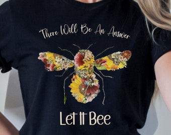 Let It Bee Tee, Bee T-Shirt, Floral Bee Shirt, Bumble Bee, Unisex Short Sleeve Tee, perfect gift for bee lovers, gift for significant other