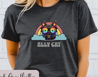 Camisa de aliado LGBTQ, camiseta de gato aliado, regalo de apoyo LGBTQ, camiseta de aliado trans, regalo de orgullo para aliado, camiseta de justicia social, regalo de orgullo LGBTQ