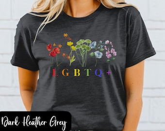 Camiseta LGBTQ+ de flores silvestres, Camiseta de flores silvestres, Camiseta botánica vintage, Camiseta de naturaleza floral, Camiseta para amantes de los jardines, Camiseta para amantes de las flores