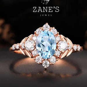 10k massivt guld bröllopsgåva, ovalslipad vigselring med akvamarin, fyrverkerislipad förlovningsring med födelsesten i mars, brudset med löfte för kärlek