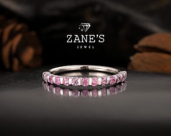 Dainty Thin Pink Tourmaline Minimalist Band,Natural Tourmaline Stackable Wedding Anniversary Ring,Gift For Her,Gift for Wife, RING FOR LOVE