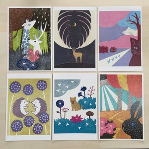 6 Postcards Set - Animals