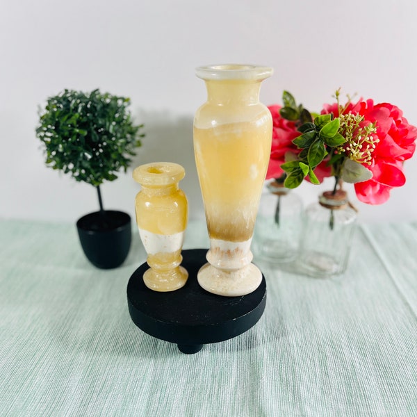 Deux vases vintage en Onyx, tailles différentes.