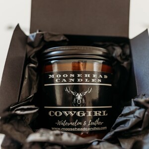 Strong Moose Head Leather COW GIRL CANDLE For Best Friend Watermelon Soy Wax Long Lasting Candles image 4