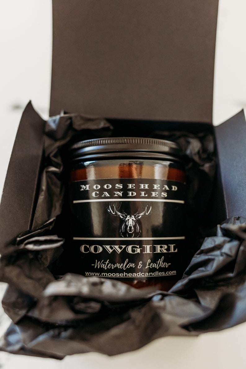 Strong Moose Head Leather COW GIRL CANDLE For Best Friend Watermelon Soy Wax Long Lasting Candles image 4