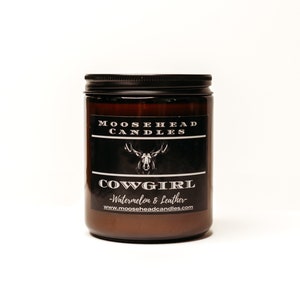 Strong Moose Head Leather COW GIRL CANDLE For Best Friend Watermelon Soy Wax Long Lasting Candles image 3