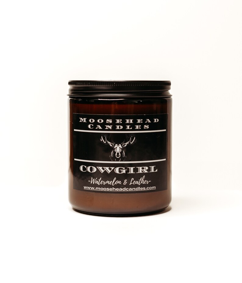 Strong Moose Head Leather COW GIRL CANDLE For Best Friend Watermelon Soy Wax Long Lasting Candles image 3