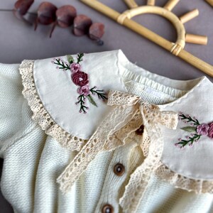 Handmade, Flower Embroidered Girl's Collar zdjęcie 3