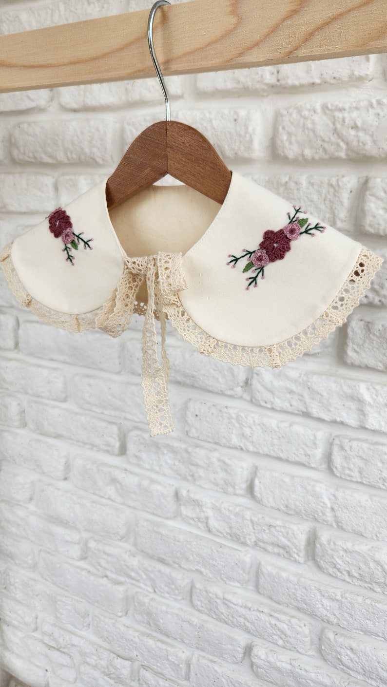 Handmade, Flower Embroidered Girl's Collar zdjęcie 6