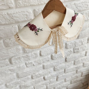 Handmade, Flower Embroidered Girl's Collar zdjęcie 5