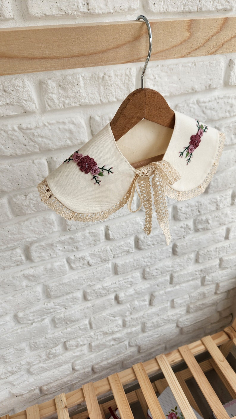 Handmade, Flower Embroidered Girl's Collar zdjęcie 5