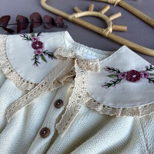 Handmade, Flower Embroidered Girl's Collar zdjęcie 4