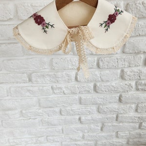 Handmade, Flower Embroidered Girl's Collar zdjęcie 7