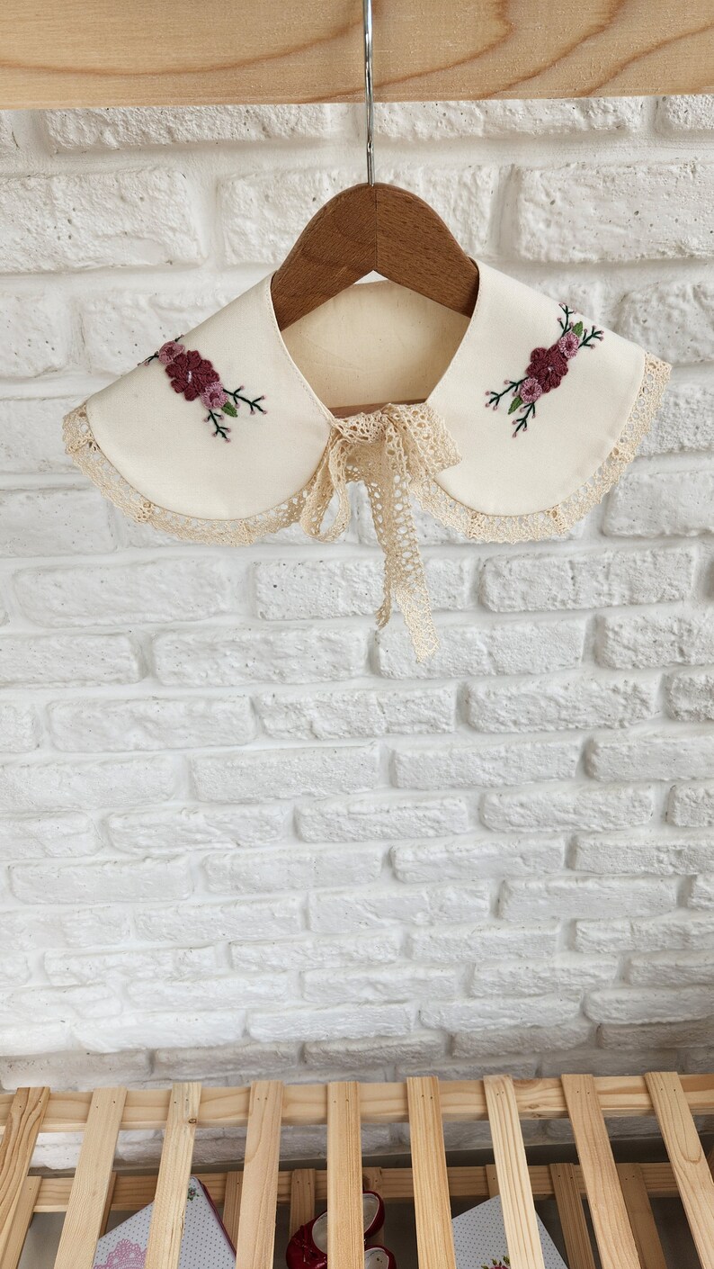 Handmade, Flower Embroidered Girl's Collar zdjęcie 7