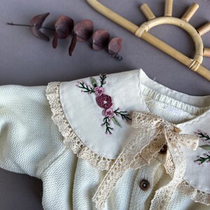 Handmade, Flower Embroidered Girl's Collar zdjęcie 2