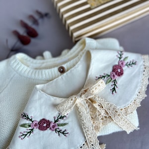 Handmade, Flower Embroidered Girl's Collar zdjęcie 1