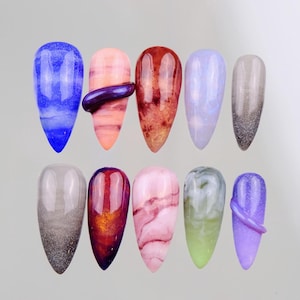 Celestial Voyage | Customizable Press On Nails Solar System Inspired Colorful Planets Galaxy Starry Nebula Details