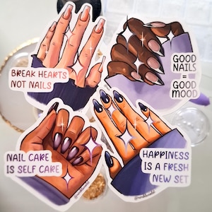 Lot d'autocollants pour manucures fraîches | Sticker manucure en vinyle mat imperméable amateur de vernis à ongles cadeau de salon tech