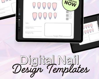 Digital Nail Design Templates | 6 Shapes, French Tip Designs (Digital Download)