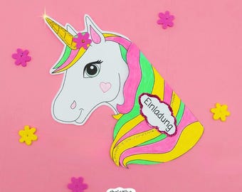 Unicorn invitation template | Birthday invitation | Children's birthday party | Invitation card | Unicorn party | Download | DIY | Invitation card
