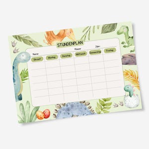 Dino timetable to print for the start of school, PDF download, dinosaur, elementary school, school enrollment, school, weekly schedule
