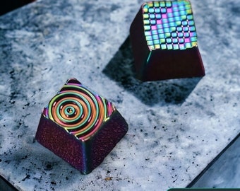 Handmade Metallic Custom keycap, Ripple & Geometric Metallic Artisan keycap Design, Cherry mx keycaps, Mother's Day gifts, Unique Gamer Gift