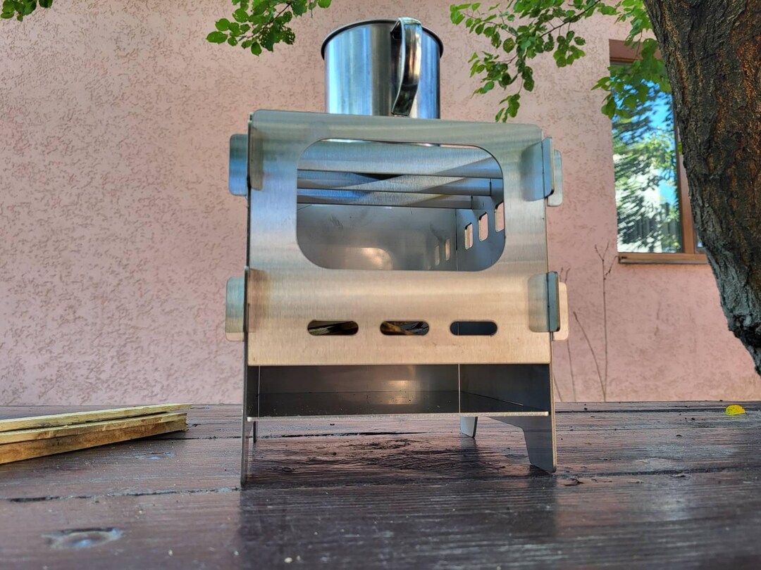 Réchaud de camping portable à combustible solide - Réchaud pliable en plein air - Pour cuisine, pique-nique, barbecue, cire