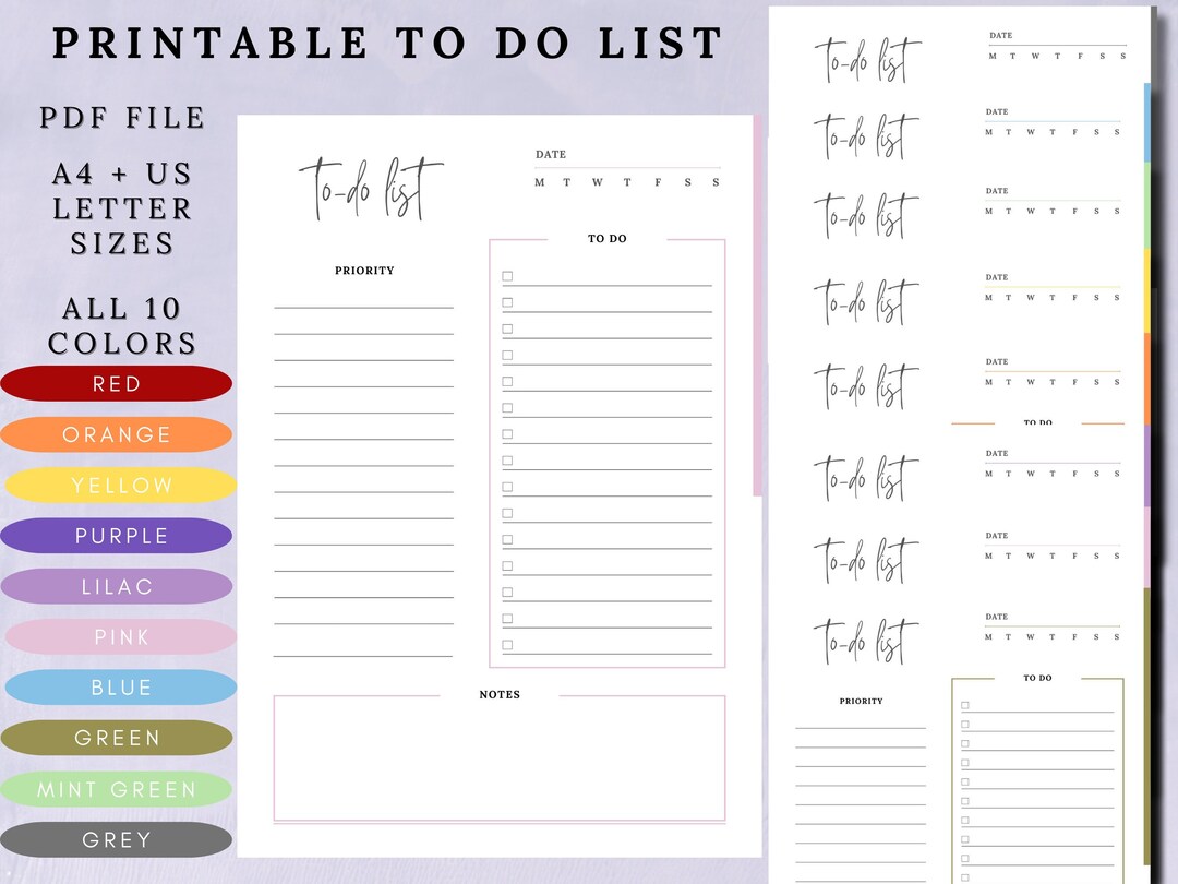 Printable To Do List Daily To do Pdf Planner Checklist A4 And US Letter Printable to do list daily to do pdf planner checklist a4 and us letter
