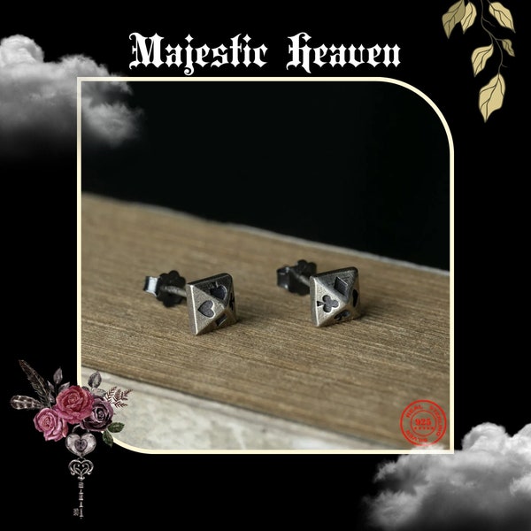 Goth Jewelry Pyramid Rivet Stud Earrings - 925 Sterling Silver | Minimalist Gothic Style - Perfect for Halloween | Unique Punk Gift