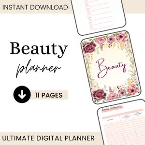 Planificador de belleza / Planificador digital / Planificador 2025 / Compras / Seguimiento de lista de deseos / Planificador de cuidado de la piel / Planificador de autocuidado