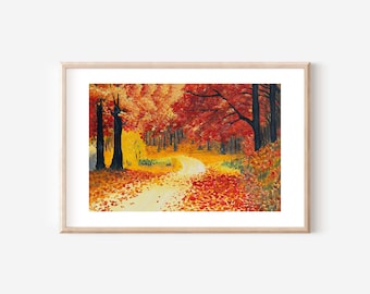 Autumn Forest Path Poster Set – Fall Foliage Digital Art Prints - Etsy ...