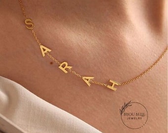 Delicado y sofisticado collar personalizado de oro de 14k - Regalo único para ella - Joyería con nombre personalizado - Collar de capas elegante y atemporal