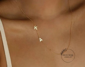 Delicado y sofisticado collar personalizado de oro de 14k - Regalo único para ella - Joyería con nombre personalizado - Collar de capas elegante y atemporal