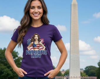 Patriotic Lady Ladies Cotton Shirt | American Pride Stars and Stripes USA Flag Tee