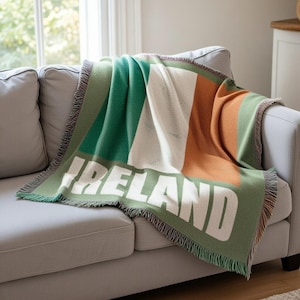 Ireland Flag Woven Blanket | Irish Home Decor, Stylish Throw for Sofa or Bed Accent