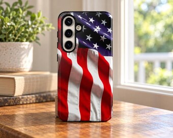 Funda para Samsung Galaxy con la bandera estadounidense / Funda mate para teléfono con estrellas y rayas patrióticas / 4 de julio