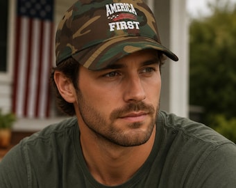 America First Embroidered Dad Cap | Patriotic Apparel USA Flag Baseball Hat