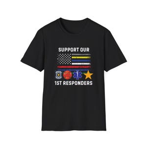 First Responders T-shirt, Ladies Graphic Tees, EMS EMT Police Firefighter Shirt, Thin Blue Line,Thin Red Line, Emergency Services