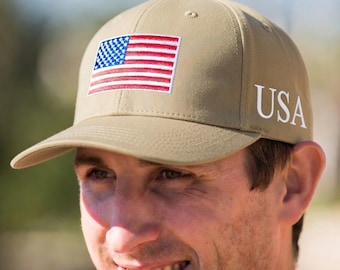 American Flag Embroidered Hat USA Monogram Patriotic Apparel Classic Dad Cap
