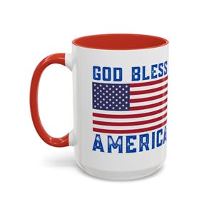 Stars and Stripes Coffee Mug, God Bless America, USA Patriotic Coffee Cup Gift, Fourth of July, Memorial Day Mug, Thank you Gift