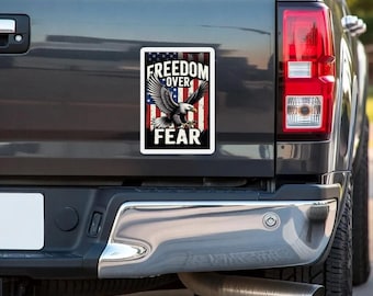 Freedom Over Fear Bald Eagle Truck Magnet Auto Decals | American Patriotic Matte Fridge Decor