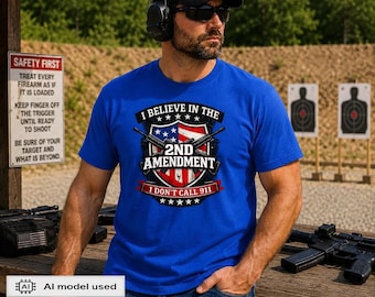 I Believe in the 2nd Amendment Cotton Shirt | American Flag, Gun Shield Design