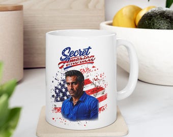 Secret America Jay Gatling Portrait Mug | USA Stars Stripes Coffee Cup