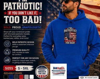 Patriotic Hoodie with American Flag Eagle Graphic, Soft Fleece USA Sweatshirt